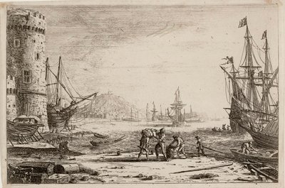Harbor with a Large Tower by Claude Lorrain